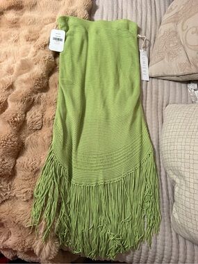 Lumiere Lime Green Fringe Knit Skirt/dress